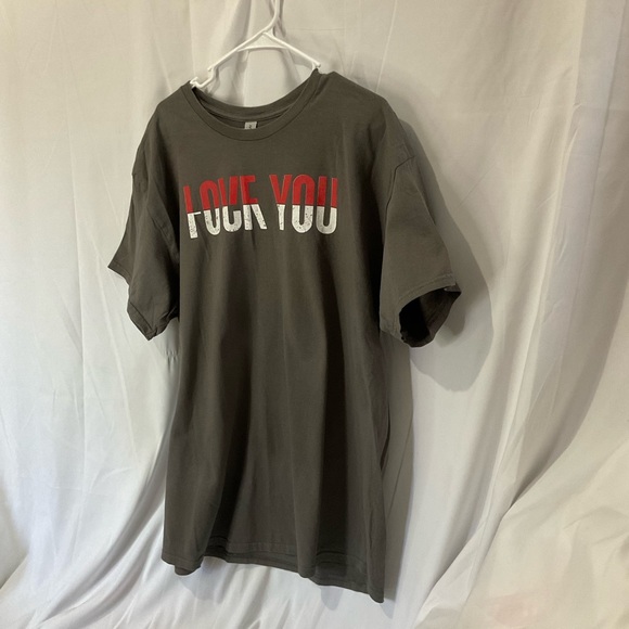 Gildan Unisex Gray T-shirt Size XL Love You/F*ck You Gray - Picture 3 of 7